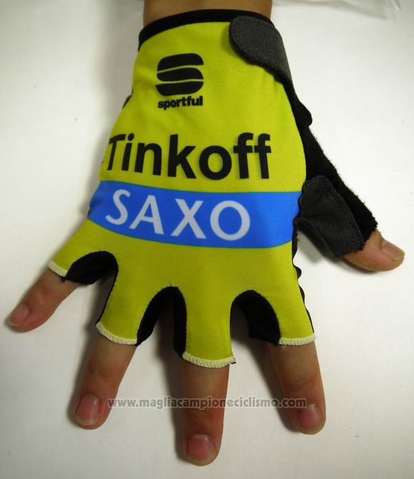 2015 Saxo Bank Tinkoff Guanti Corti Ciclismo Giallo